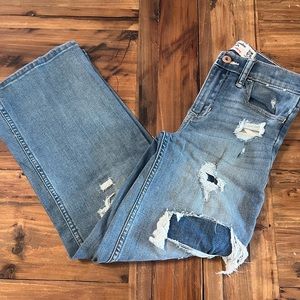Abercrombie kids high-rise wide leg slim ripped jeans